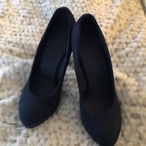 Navy Suede Shoedazzle platform